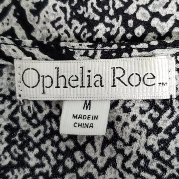 Ophelia Roe Black Snakeskin Print Bell Sleeve Layered Pullover Top Size M - Picture 9 of 12